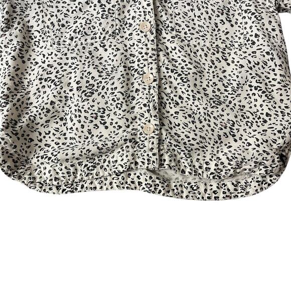 Volcom Girls Shirt Medium 8-10 Ivory Animal Print Button Up Short Sleeves - Picture 4 of 6